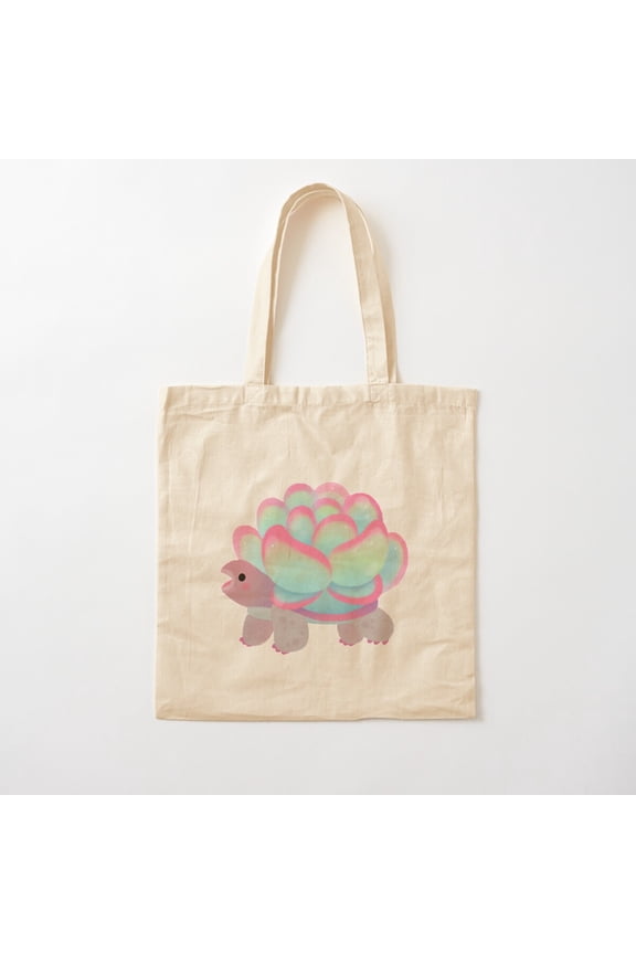 Cactus Tortoise Canvas Tote Bags, Reusable Shopping Bag