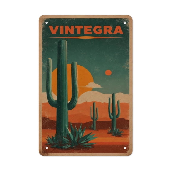 Cactus Trail Creative Gift Tin Art - Unique Design - Housewarming Gift