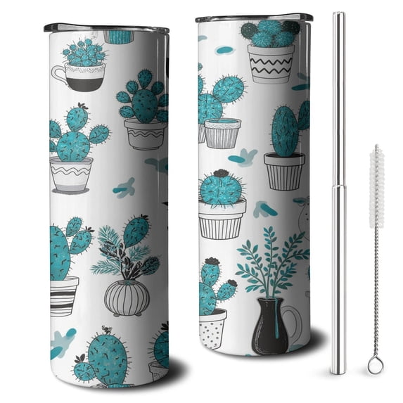 Cactus Travel Coffee Mug with Lid Straw Stainless Steel Cup 20oz Tumbler for Birthdays Halloween Christmas Holidays