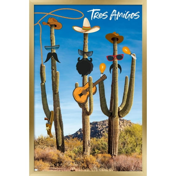 Cactus -Tres Amigos Wall Poster, 22.375" x 34", Framed