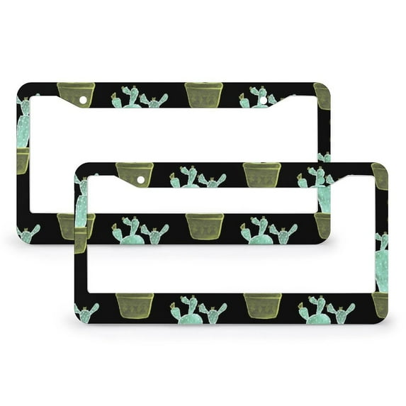 Cactus Tropical Plants Summer License Plate Frame 2 Pieces Floral Flowers Seamless License Plate Cover License Plate Novelty License Plate Frame for Women Men Stainless Aluminum License Plate Cover