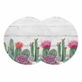 thumbnail image 1 of Cactus Tropical Watercolor Round 13 Inch Placemats Set of 2, Grey Wooden Summer HeatResistant Non Slip Place Mats for Dining Table, Wipeable Braided Kitchen Table Mats for Housewarming, 1 of 9
