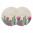 thumbnail image 1 of Cactus Tropical Watercolor Round 13 Inch Placemats Set of 2, Linen Texture Summer HeatResistant Non Slip Place Mats for Dining Table, Wipeable Braided Kitchen Table Mats for Housewarming, 1 of 9