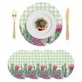 thumbnail image 1 of Cactus Tropical Watercolor Round 15 Inch Placemats Set of 4, Sage Green Plaid Summer HeatResistant Non Slip Place Mats for Dining Table, Wipeable Braided Kitchen Table Mats for Housewarming, 1 of 9