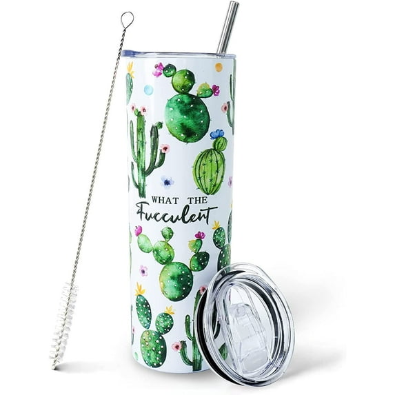 Cactus Tumbler,Cup-What the Fucculent-Cute Succulent Gifts for Women,Plant Lady Gifts,Cactus Gifts for Gardeners Women,Plant Gifts for Plant Lovers-Cactus