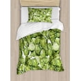 thumbnail image 1 of Cactus Twin Size Duvet Cover Set, Cactus Petals Spikes Sun and Flowers in a Hot Mexican Desert Nature Beauty Artwork Print, Decorative 2 Piece Bedding Set with 1 Pillow Sham, Green, by Ambesonne, 1 of 3