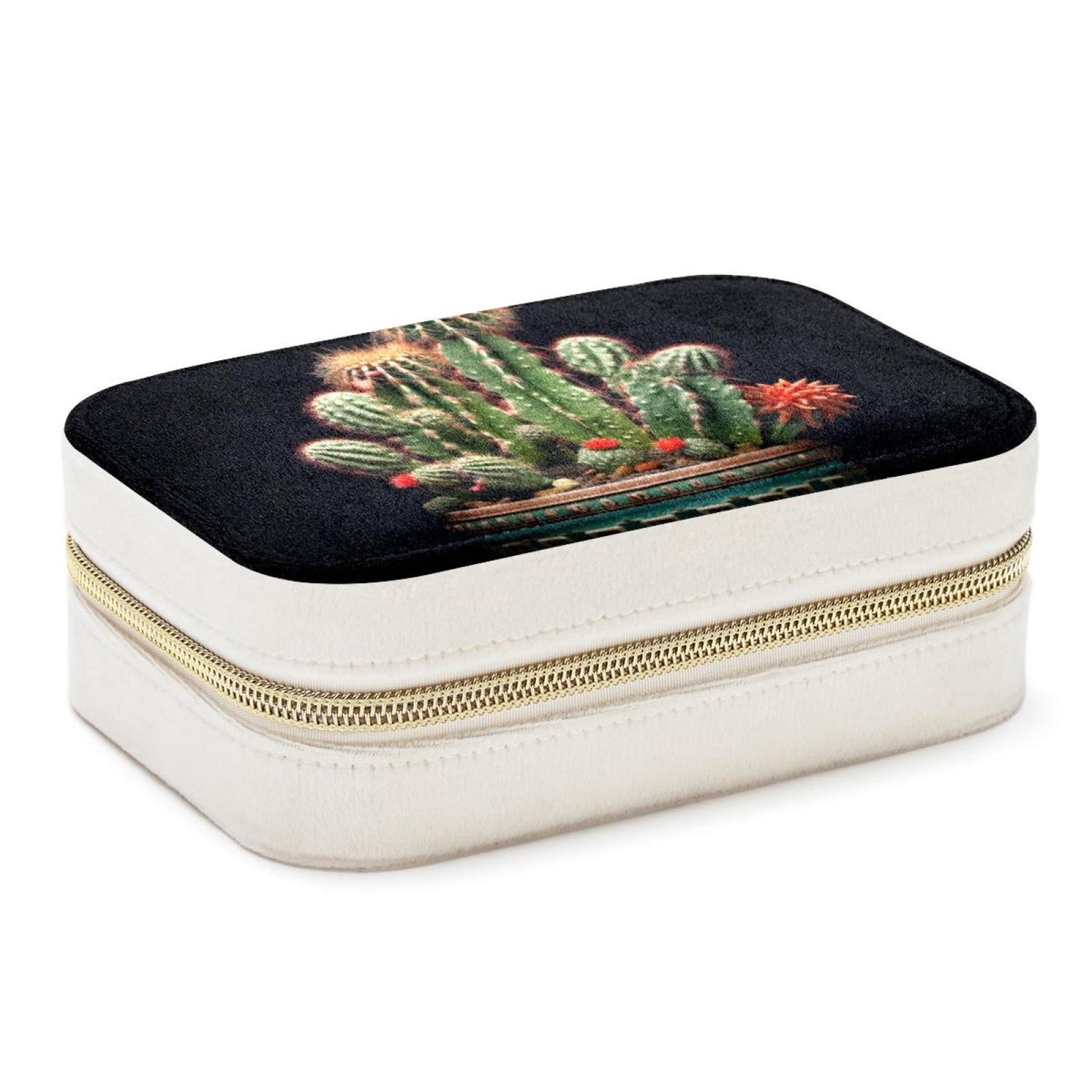 Cactus Velvet Portable Decorative Box with Removable Compartment ...