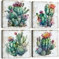 thumbnail image 1 of Cactus Wall Art for Bathroom Decor Succulent Pictures Wall Decor Watercolor Green Plants Canvas Prints Colorful Spiny Flower Posters Botanical Paintings Mexican Artwork Home Decorations 12x12” 4Pcs, 1 of 6