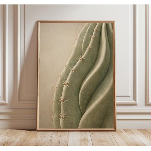 Cactus Wall Art Close Up Minimalist Desert Botanical Neutral Japandi Wall Art Modern Cactus Texture Print, Unframed Paper Print