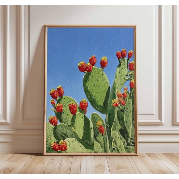Cactus Wall Art Print Prickly Pear Southwestern Desert Bold Botanical ...