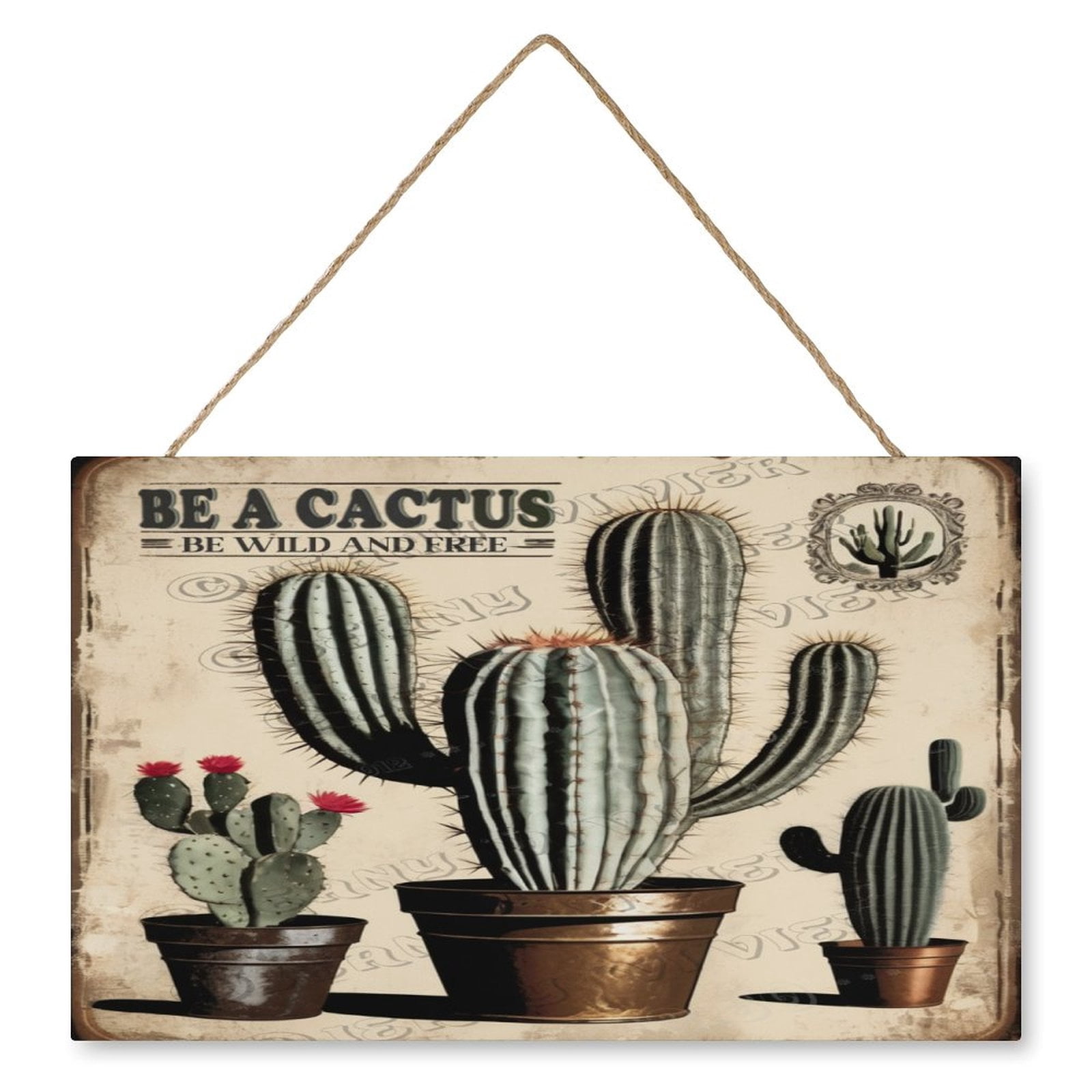 Cactus Wall Art Southwest Desert Plant Wooden Sign Vintage Pictures for ...