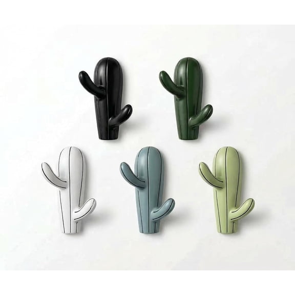 Cactus Wall Hook, Iron, 4 Inches, Dual Keyhole Mount, Rust-Resistant Coating, 5 Colors