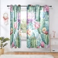 thumbnail image 1 of Cactus Watercolor Print Blackout Curtains Thermal Insulation 63 inch Grommet for Bedroom Living Room Bathroom Kitchen Windows 2 Pack, 1 of 6