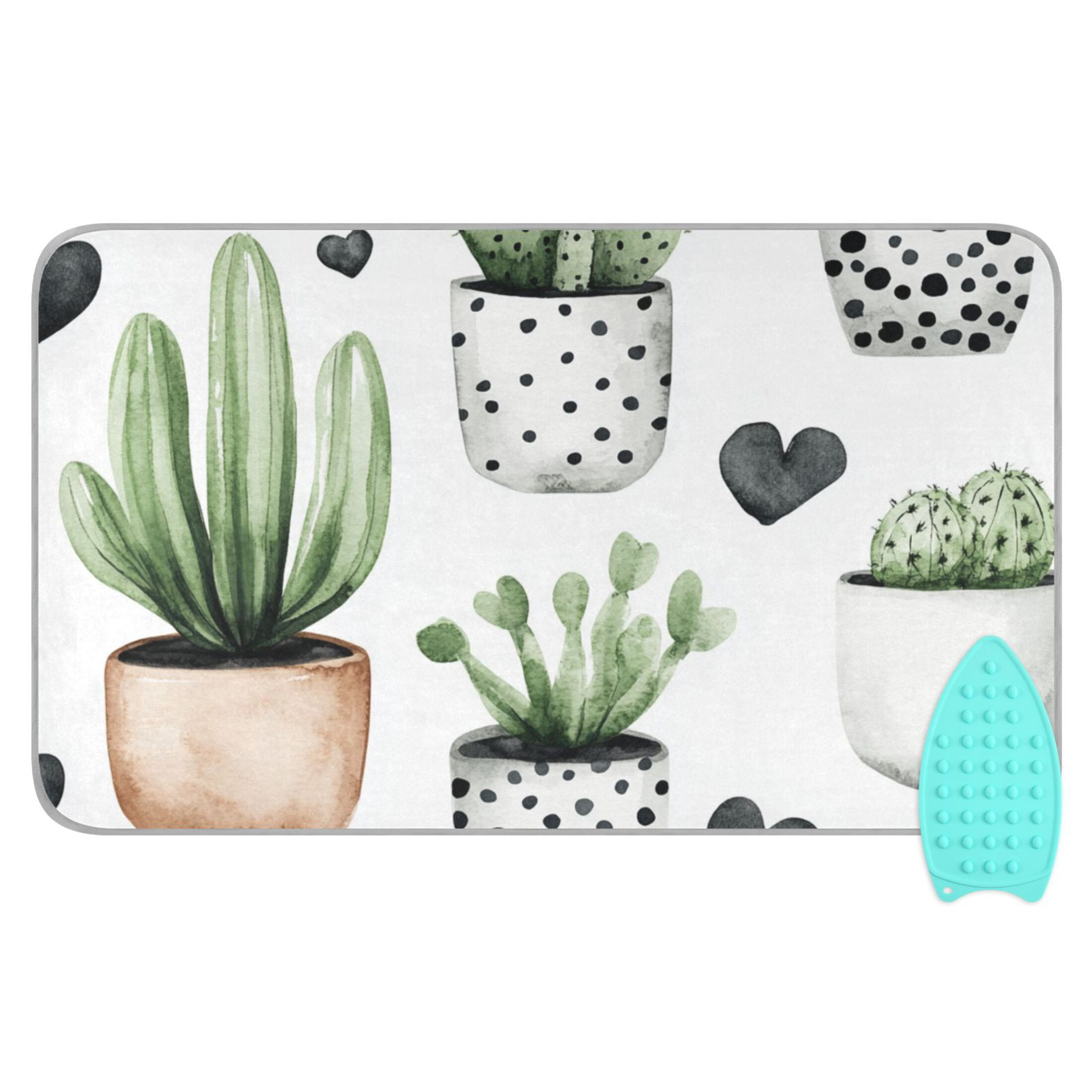 Cactus Watercolor Print Ironing Mat Blanket for Table Top Travel Portable Ironing Board Pad 47.2x27.6 Inch
