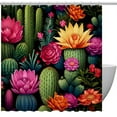 thumbnail image 1 of Cactus Waterproof Printed Bathroom Curtain Set with Hooks for Bathroom Decoration, 1 of 5