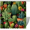 thumbnail image 1 of Cactus Waterproof Printed Shower Curtain Set with Hooks for Bathroom Decoration, 1 of 5