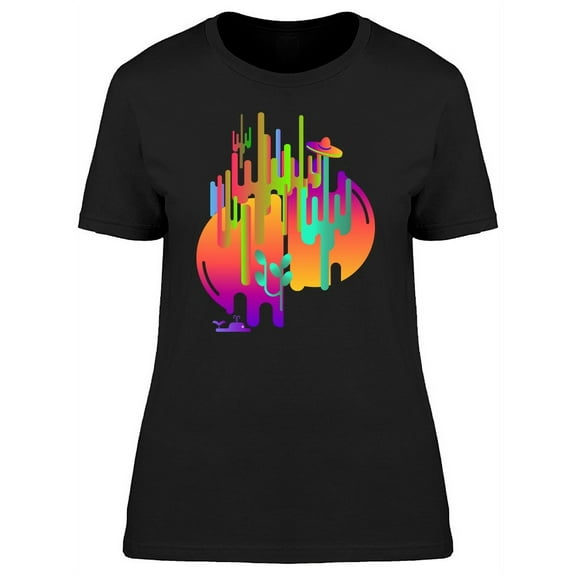 Cactus With Abstract Drawing T-Shirt Women -Image by Shutterstock, Female Small