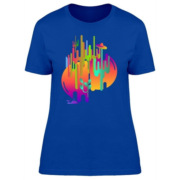 Cactus With Abstract Drawing T-Shirt Women -Image by Shutterstock, Female Small
