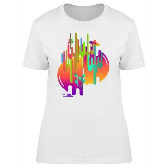 Cactus With Abstract Drawing T-Shirt Women -Image by Shutterstock, Female x-Large