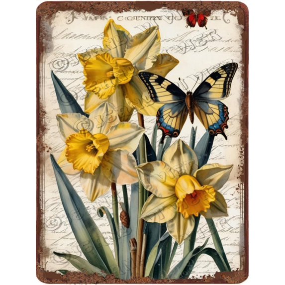 Cactus With Flower Vintage Tin Sign Floral Botanical Aluminum Sign, Primitive Country Farmhouse Home Decor Sign For Bedroom Kitchen Office Flower Shop Decor 12x16 inches