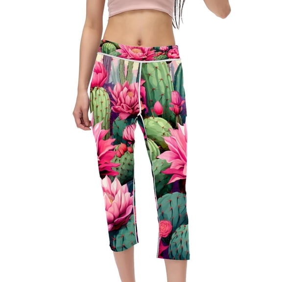 Cactus Women's High Waist Capris Yoga Pants Leggings, Not See-Through, Printed, Suitable for Running Fitness Gym Yoga Women Pants