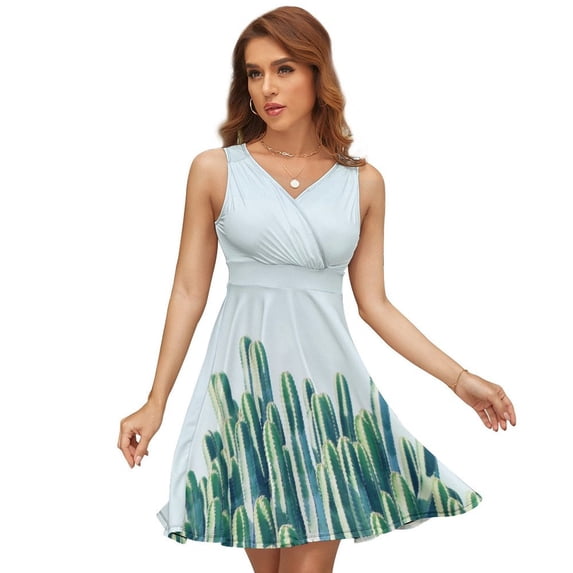 Cactus Women's Tank Dress V Neck Sleeveless Summer Sundress