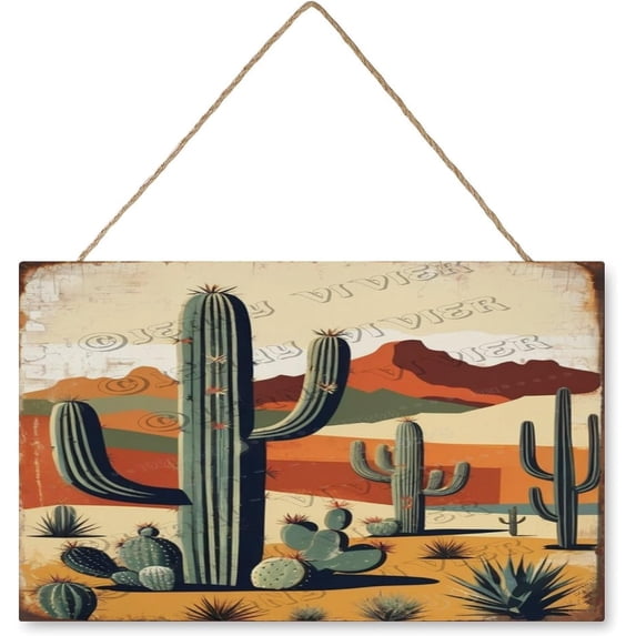 Rustic Cactus Sign Cactus Wood Hanging Sign, Wood Wall Art, Flower Decor, Welcome Sign ...