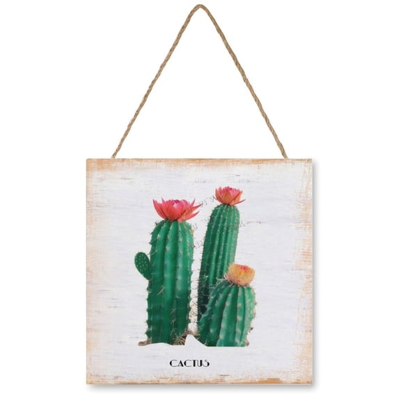 Cactus Wooden Hanging Sign Cacti Decor Cactus Gifts Funny Kitchen Wall Decor Rustic Farmhouse Decor Home Office Decoration Printed Wood Wall Art Sign Indoor Decor 12"x12"