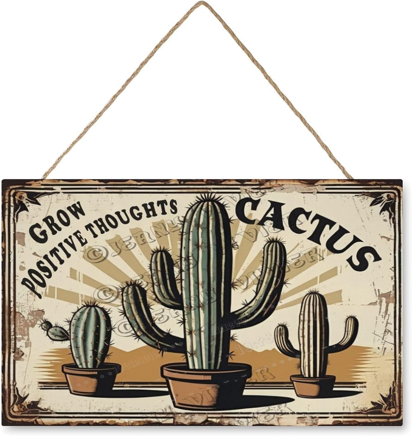 Rustic Cactus Sign Cactus Wooden Hanging Sign Rustic Wall Art 10