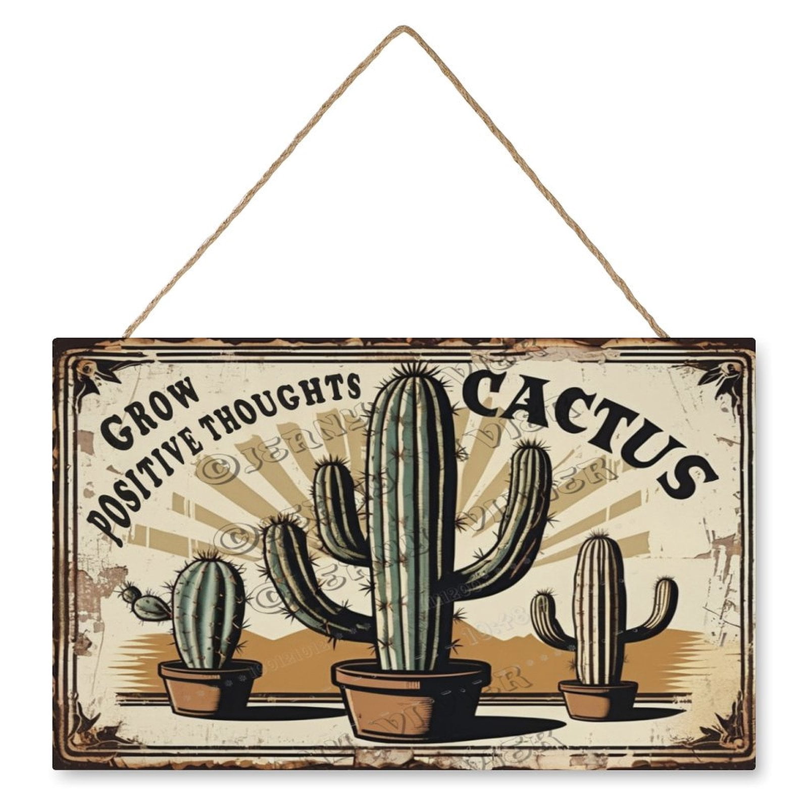 Cactus Wooden Hanging Sign Rustic Wall Art 10