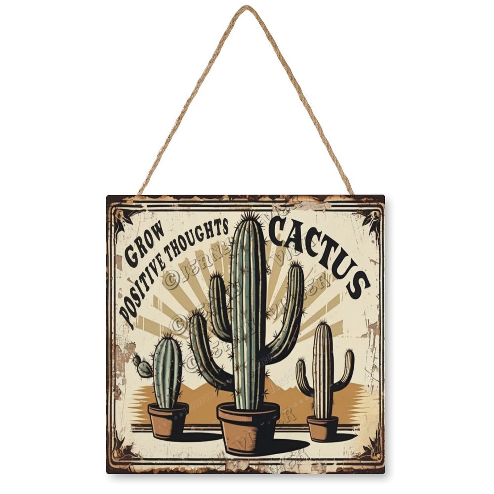 Rustic Cactus Sign Cactus Wooden Hanging Signs For Home Decor 12