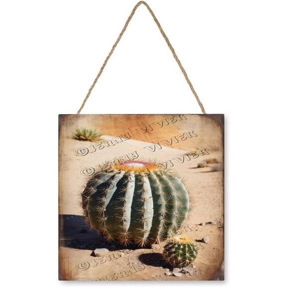 Cactus Wooden Wall Plaque 12x12 Inches  Rustic Southwest Wall Dcor  Farmhouse Desert Plant Artwork for Bedroom, Study, or Garden Shed