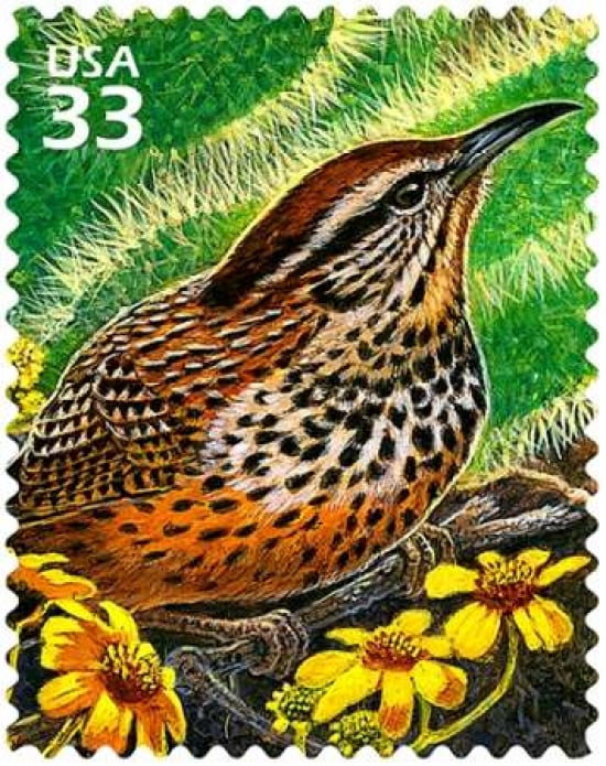 Cactus Wren Canvas Art - US POSTAL SERVICE (22 x 28)
