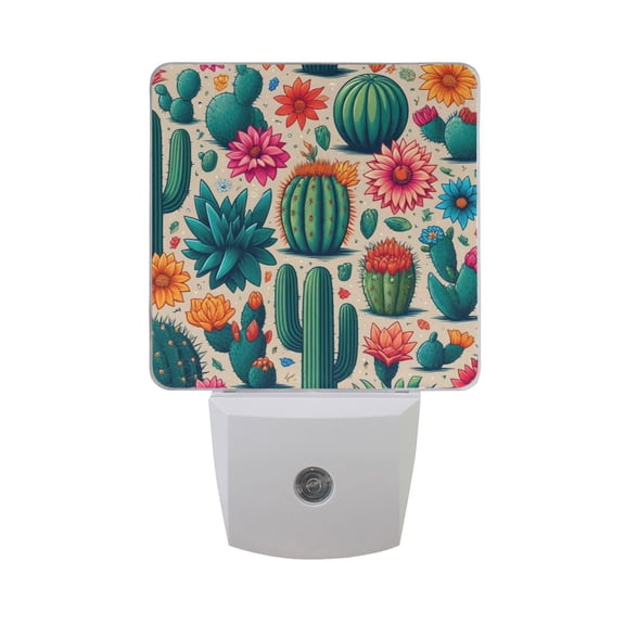 Cactus and Desert Flower Night Light 2 Pack LED Nightlight Plug into Wall Dusk to Dawn Sensor Soft White