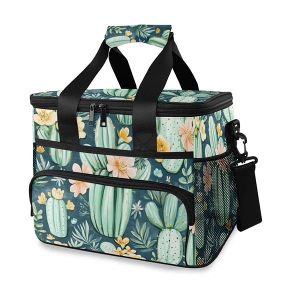 Cactus and Flower Insulated Lunch Bag 15L Cooler Box for Women Men Work Camping Beach Travel