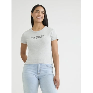 Cactus and Pearl It's Not Me It's You Embroidered Graphic Tee, Sizes XXS-XXL