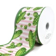 thumbnail image 1 of Cactus and Stripes Linen Wired Ribbon, Pink, 2-1/2-Inch, 10-Yard, 1 of 1
