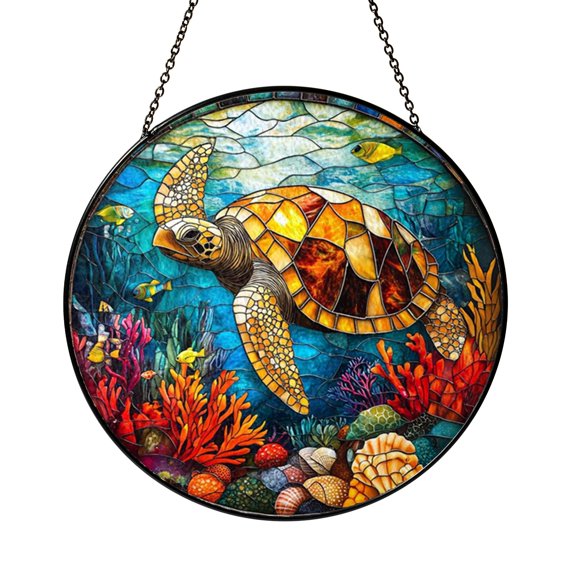 Cactus and Sun Desert Scene Window Hanging – Stained Glass Decor
