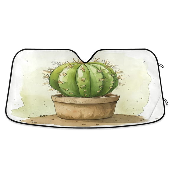 Cactus in Planter Car Windshield Sun Shade Foldable Car Front Window Visor Heat and UV Protection 53x23.5