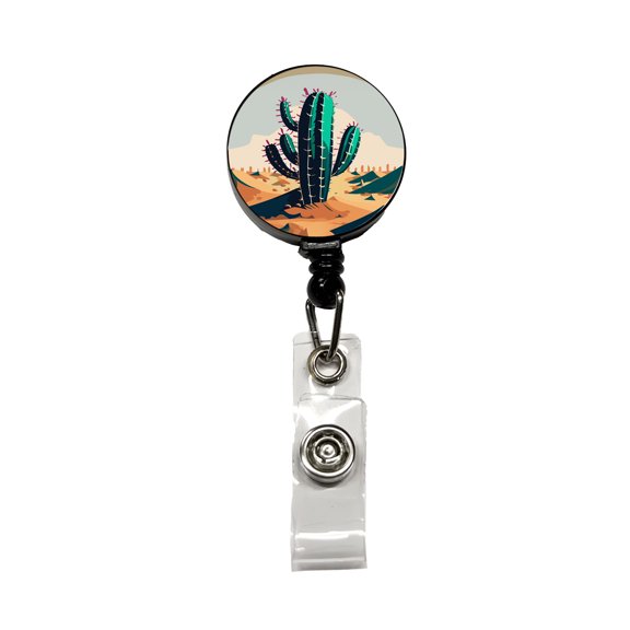 Cactus in the Desert Southwest Retractable Reel ID Badge Key Card Name Tag Holder with Clip