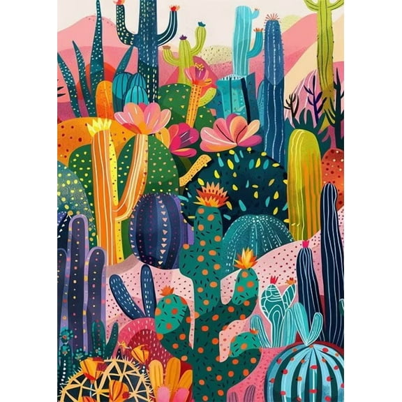 5D DIY Diamond Art Kits for Adults Beginners,Cactus Jungle Diamond Dots Gem Art,Home Wall Decor 11.8x15.8inches.