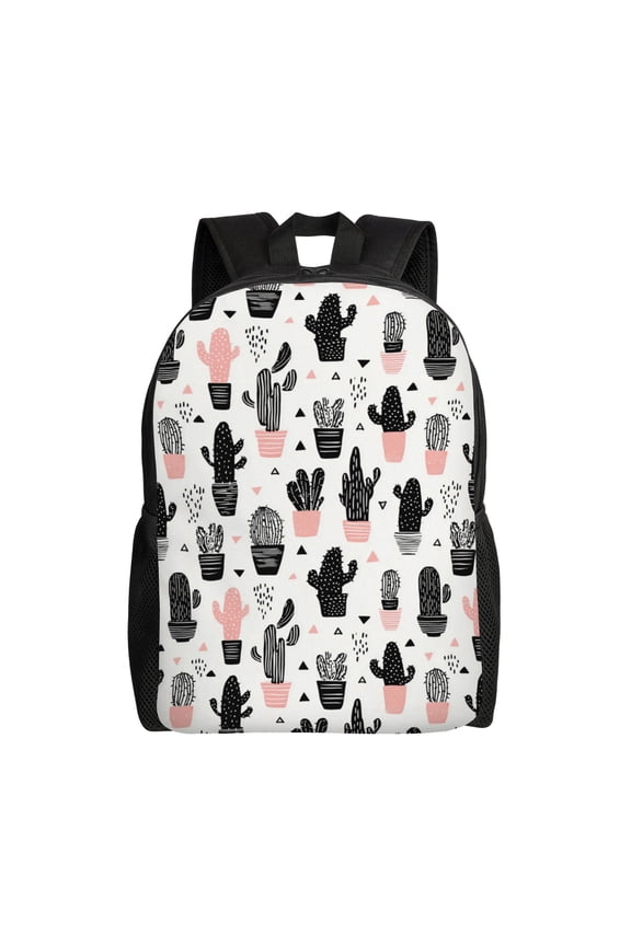 Cactus pattern design Backpack with 15 Inch Laptop Compartment,Water-Resistant Daypack, Large Capacity Backpack with Adjustable Breathable Shoulder Straps for Daily Use Travel Gym
