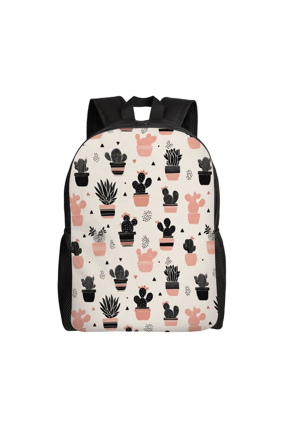 Cactus pattern design Backpack with 15 Inch Laptop Compartment,Water-Resistant Daypack, Large Capacity Backpack with Adjustable Breathable Shoulder Straps for Daily Use Travel Gym
