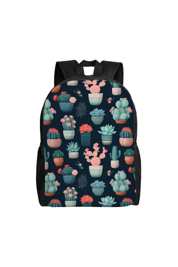 Cactus pattern design Backpack with 15 Inch Laptop Compartment,Water-Resistant Daypack, Large Capacity Backpack with Adjustable Breathable Shoulder Straps for Daily Use Travel Gym