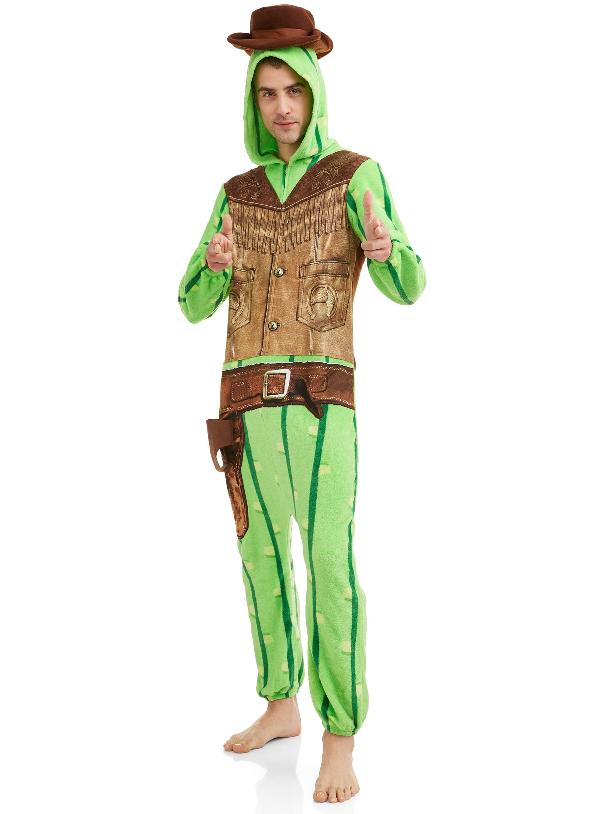 Men's Fleece Union Suit Pajamas by Cactus w No Name - Soft and Warm Onesie  - Walmart.com