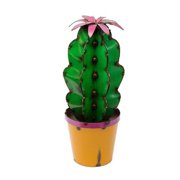Cactus with Flower Metal Accent - Orange Base