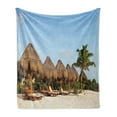 thumbnail image 1 of Cacun Soft Flannel Fleece Throw Blanket, Summer Time Vacation Destination Playa Del Carmen Beach in Mexico, Cozy Plush for Indoor and Outdoor Use, 60" x 80", Pale Sky Blue Multicolor, by Ambesonne, 1 of 5