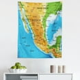 thumbnail image 1 of Cacun Tapestry, Detailed Map of Mexico with all Cities and Oceans Around, Fabric Wall Hanging Decor for Bedroom Living Room Dorm, 5 Sizes, Deep Sky Blue Multicolor, by Ambesonne, 1 of 1