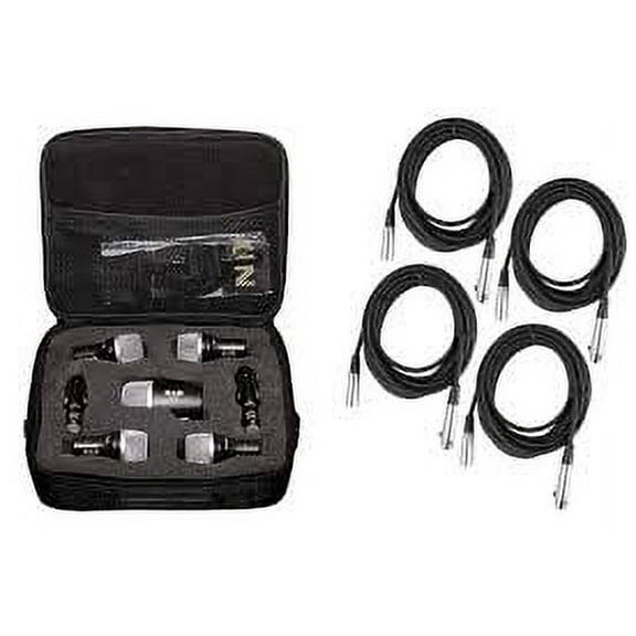 Cad Audio Stage7 Premium 7-Piece Drum Instrument Mic Pack with Vinyl Carrying Case + 4 On Stage Microphones Cables