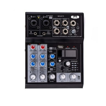 CAD Audio MXU4-FX 4 Channel Mixer with USB Interface and Digital Effects, Black